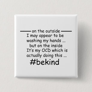 OCD - Obsessive Compulsive Disorder Awareness 15 Cm Square Badge