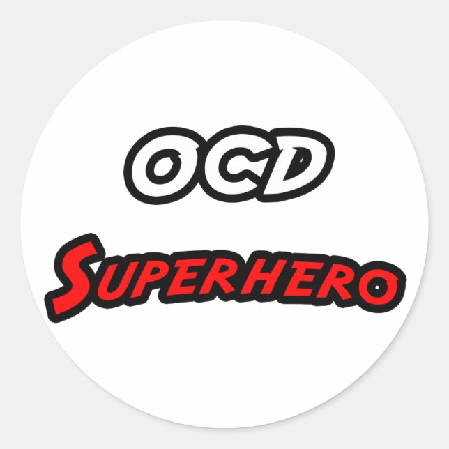 OCD Superhero Classic Round Sticker (Front)
