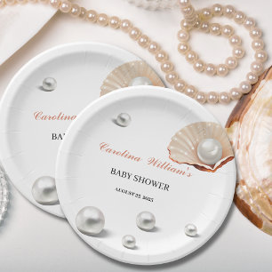 Ocean a little pearl under the sea baby shower paper plate