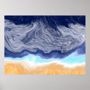 Ocean Abstract Digital Art Poster