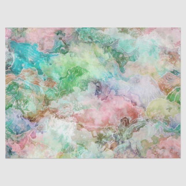 Ocean Abstract Watercolor Grunge Pattern  Tissue Paper (Front)