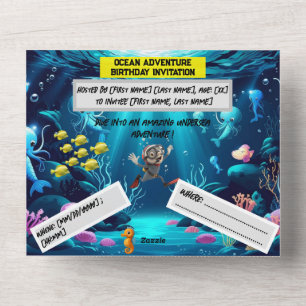 Ocean Adventure Birthday – Flat card