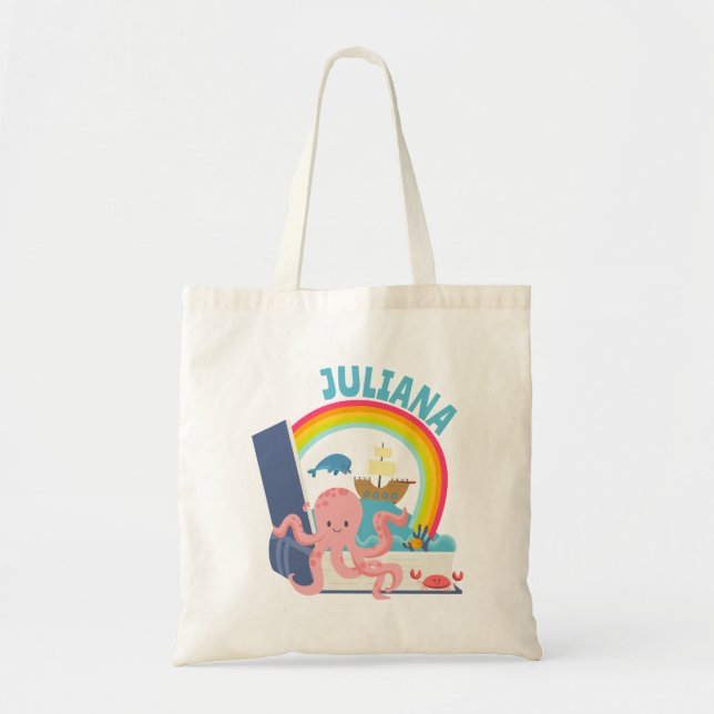 Ocean Adventure Book Tote Bag (Front)
