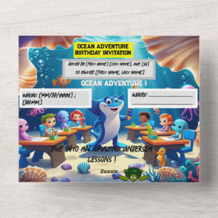 Ocean Adventure Classroom Birthday  – Flat card 