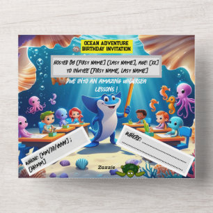 Ocean Adventure Classroom Birthday – Flat card