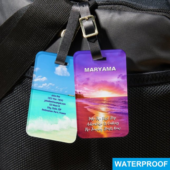 Ocean Adventures: Beach Sunset | Customised Name Luggage Tag (Personalized Name Tag
)