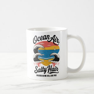 Ocean Air Salty Hair Surf Beach Design Coffee Mug