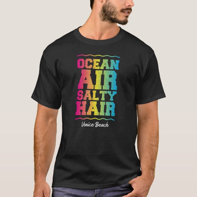 Ocean Air Salty Hair Venice Beach Retro Tropical T T-Shirt (Front)