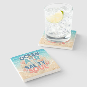 Ocean Air Salty Soul Stone Coaster