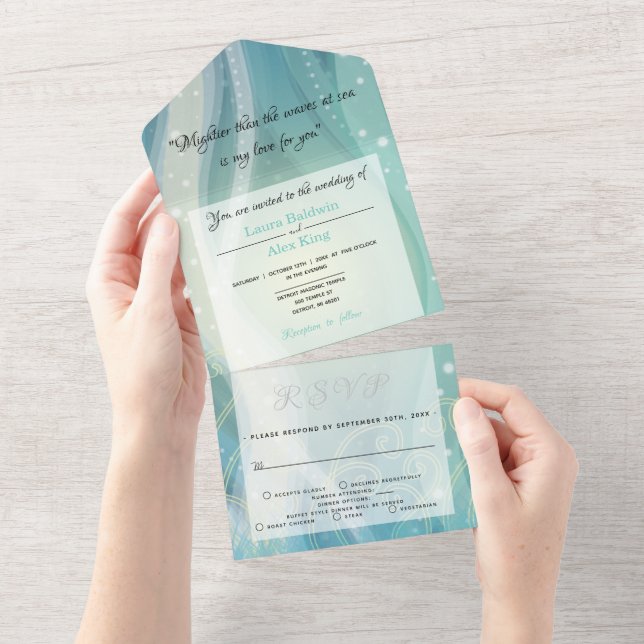 Ocean • All in One Wedding Invite (Tearaway)