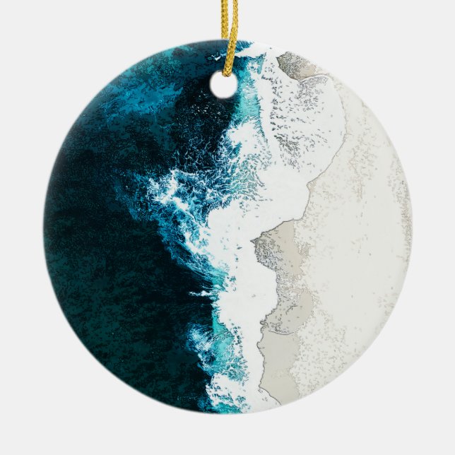 Ocean And Beach Ceramic Tree Decoration (Front)
