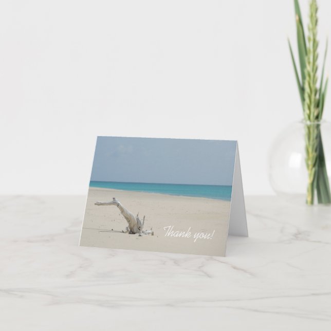 Ocean and Beach Driftwood Thank You Card (Front)