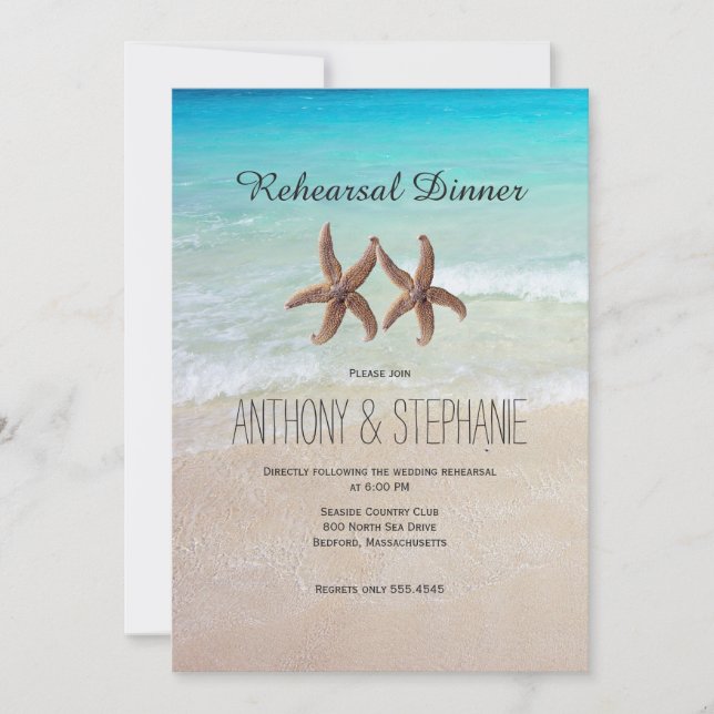 Ocean and Beach Rehearsal Dinner Invitation (Front)