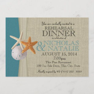 Ocean and Burlap Look Rehearsal Dinner Invitation