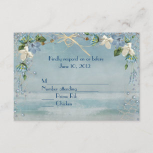 ocean and flowers in nautical net frame RSVP