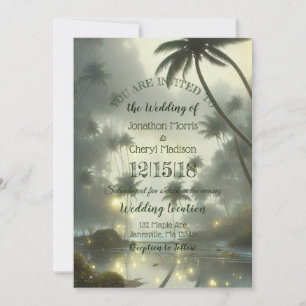 Ocean and Palm Trees Wedding Invitation