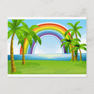 Ocean and rainbow postcard