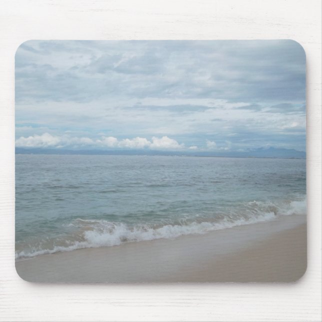 Ocean and sand beach shades of blue mouse mat (Front)