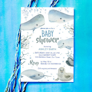 Ocean and sea baby shower sea marine nautical invitation