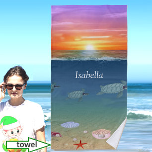 Ocean and Turtles personalised  Beach Towel