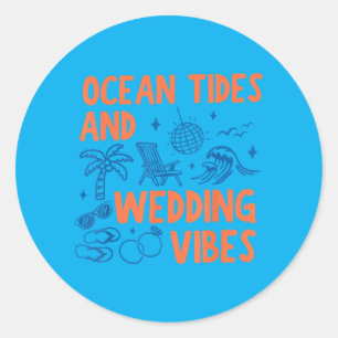 Ocean And Wedding Vibes Vintage Bachelorette Classic Round Sticker