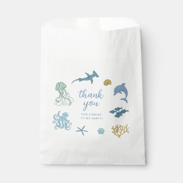 Ocean Animal Blue Birthday Party Favour Bags (Front)