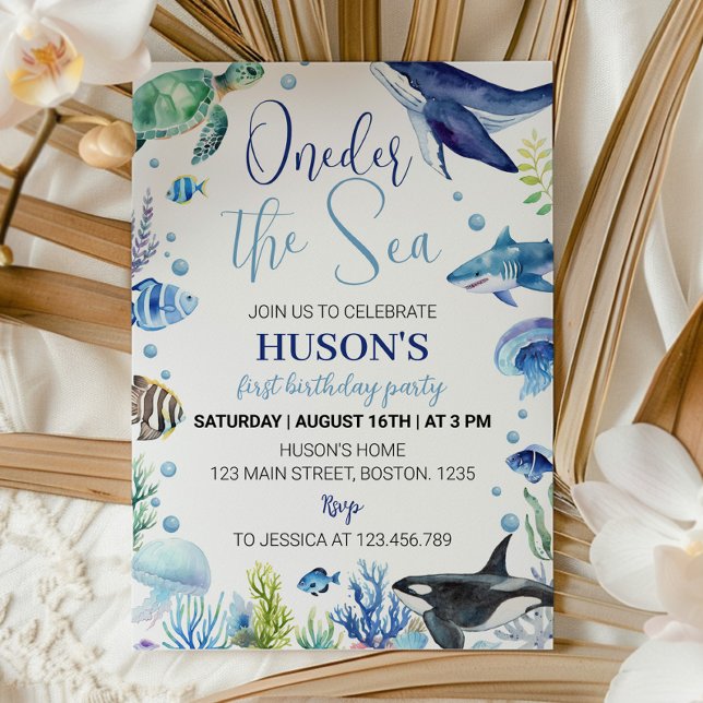 Ocean Animal Boy Turtle Birthday Invitation (Creator Uploaded)