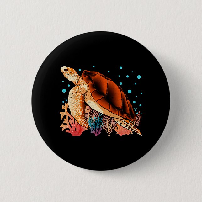 Ocean animal gift colourful turtle 6 cm round badge (Front)
