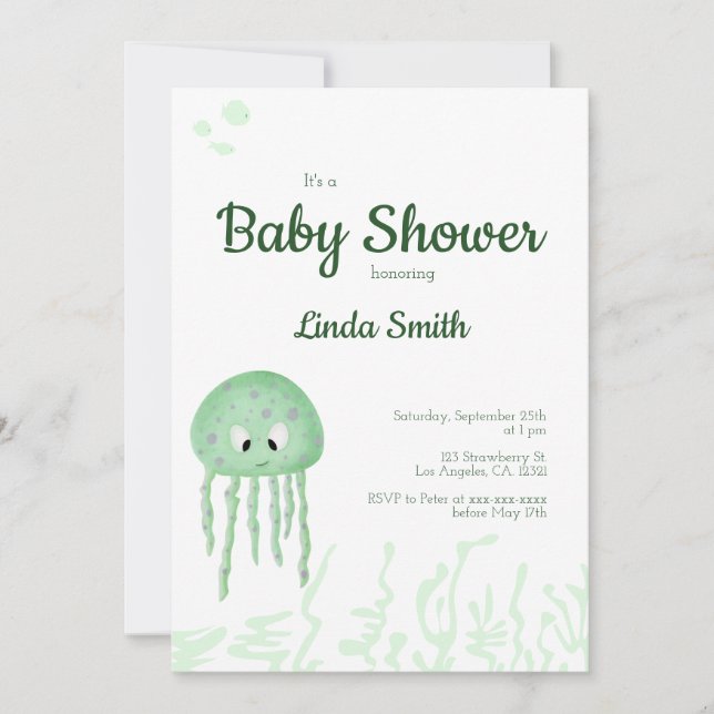 Ocean Animal Jellyfish Gender Neutral Baby Shower Invitation (Front)
