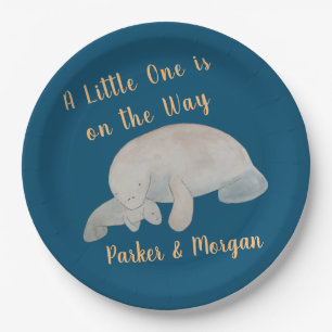 Ocean Animal Manatee Baby Shower Paper Plate