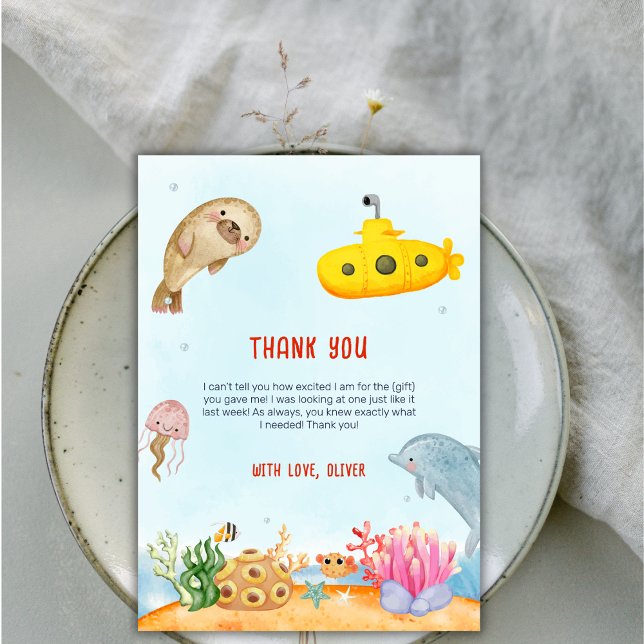 Ocean Animal Nautical Marine Baby Shower  Thank You Card (Ocean Animal Nautical Marine Baby Shower Thank You Card)