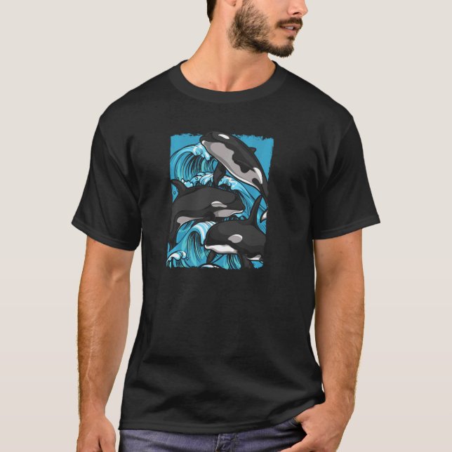 Ocean Animal Orca  Waves Animal  Killer Whale Pul  T-Shirt (Front)