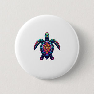 Ocean Animal Tie Dye Tribal Sea Animal Maori Turtl 6 Cm Round Badge