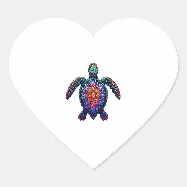 Ocean Animal Tie Dye Tribal Sea Animal Maori Turtl Heart Sticker (Front)