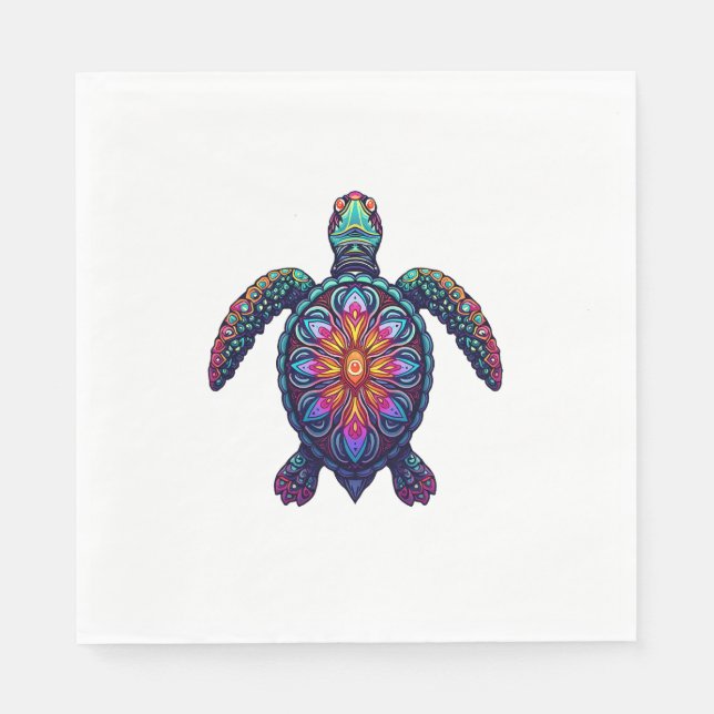 Ocean Animal Tie Dye Tribal Sea Animal Maori Turtl Napkin (Front)