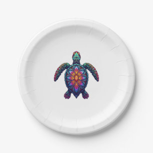 Ocean Animal Tie Dye Tribal Sea Animal Maori Turtl Paper Plate
