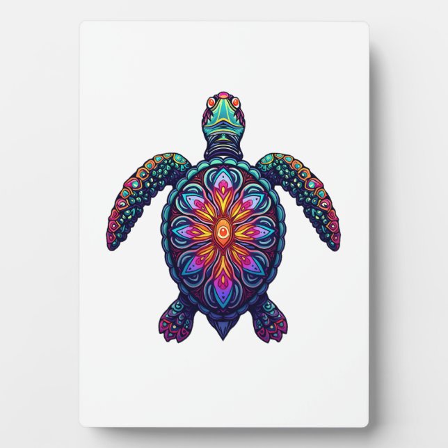 Ocean Animal Tie Dye Tribal Sea Animal Maori Turtl Plaque (Front)