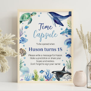 Ocean Animal Turtle Birthday Time Capsule Poster