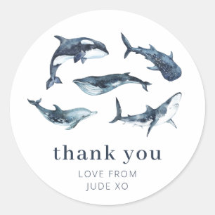 Ocean Animals Classic Round Sticker