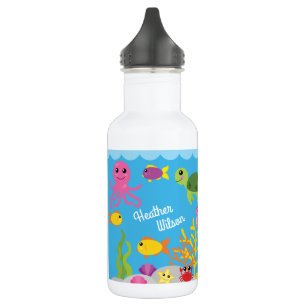 Ocean Animals Cute Kids Water Bottle with Name