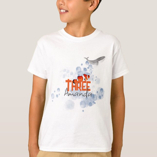 Ocean Animals Cute Whale Crab Party T-Shirt (Front)