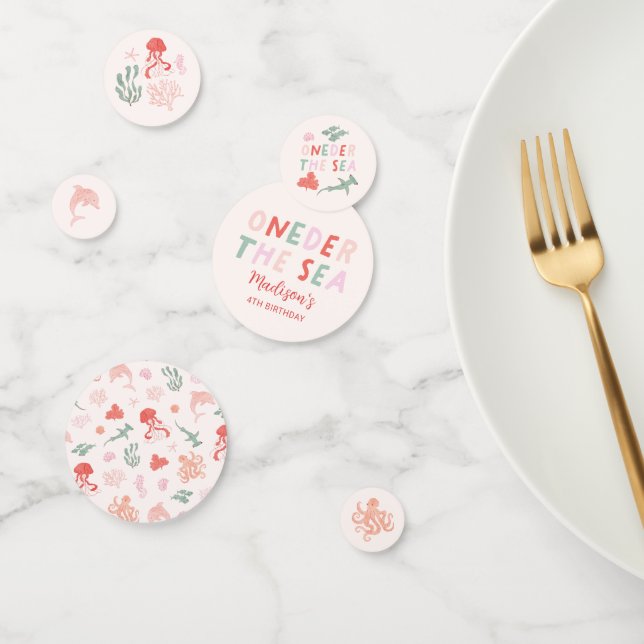 Ocean Animals Girl 1st Birthday Party Confetti (Group)