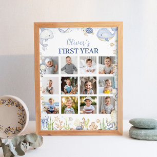 Ocean Animals Kids Birthday Photo Milestone Sign