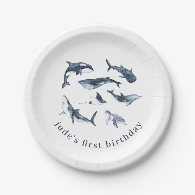 Ocean Animals Paper Plates (Front)