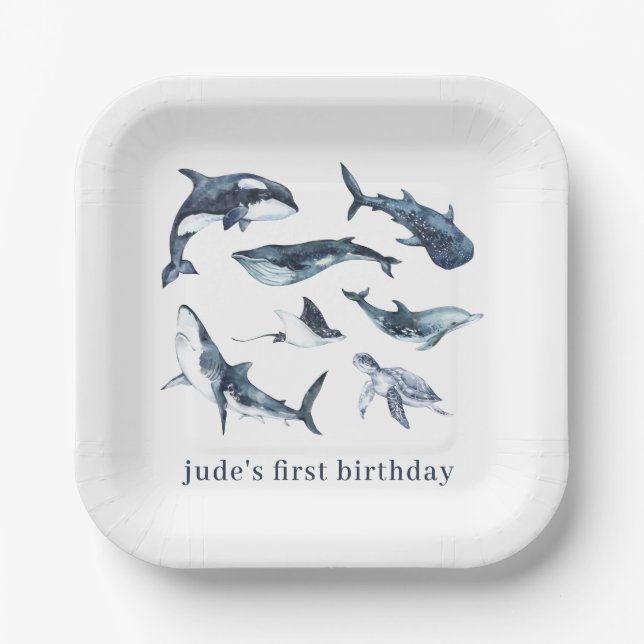 Ocean Animals Paper Plates Napkins (Front)