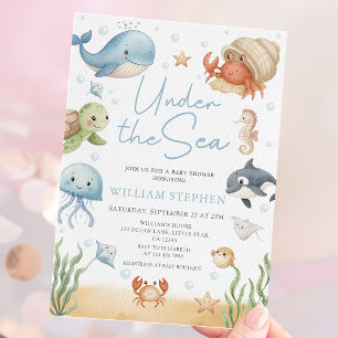Ocean Animals Under The Sea Baby Shower Invitation
