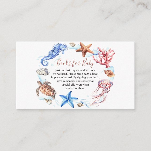 Ocean Animals Under the Sea Book Request Place Card (Front)