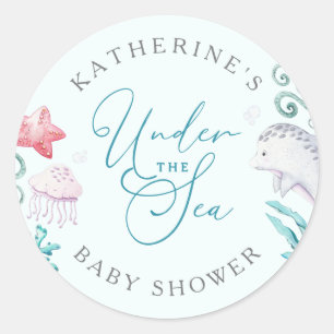 Ocean Animals Under The Sea Boy Baby Shower Classic Round Sticker