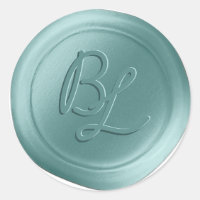 Ocean Aqua 2 Letter Monogram Wax Seal Stickers