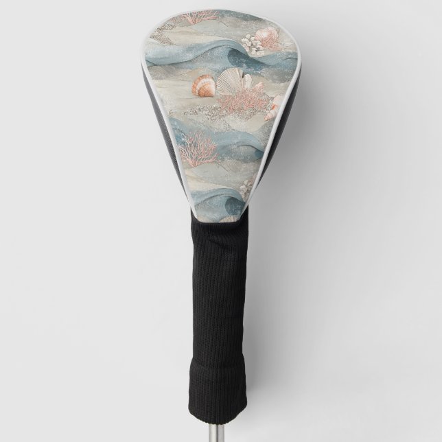 Ocean Aqua Coral Reef Coastal Pattern Golf Head Cover (Front)